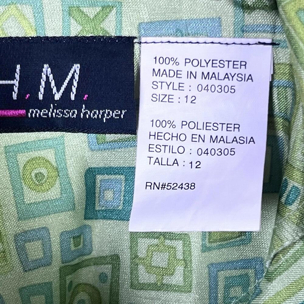 HMH Melissa Harper Green Lightweight Geometric Print Jacket. EUC Size 12 - Picture 4 of 9